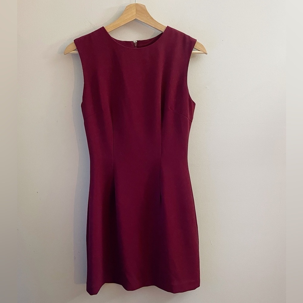 Y2K Rampage Burgundy Sheath Mini Dress Twee Preppy Fall Academia Office Workwear